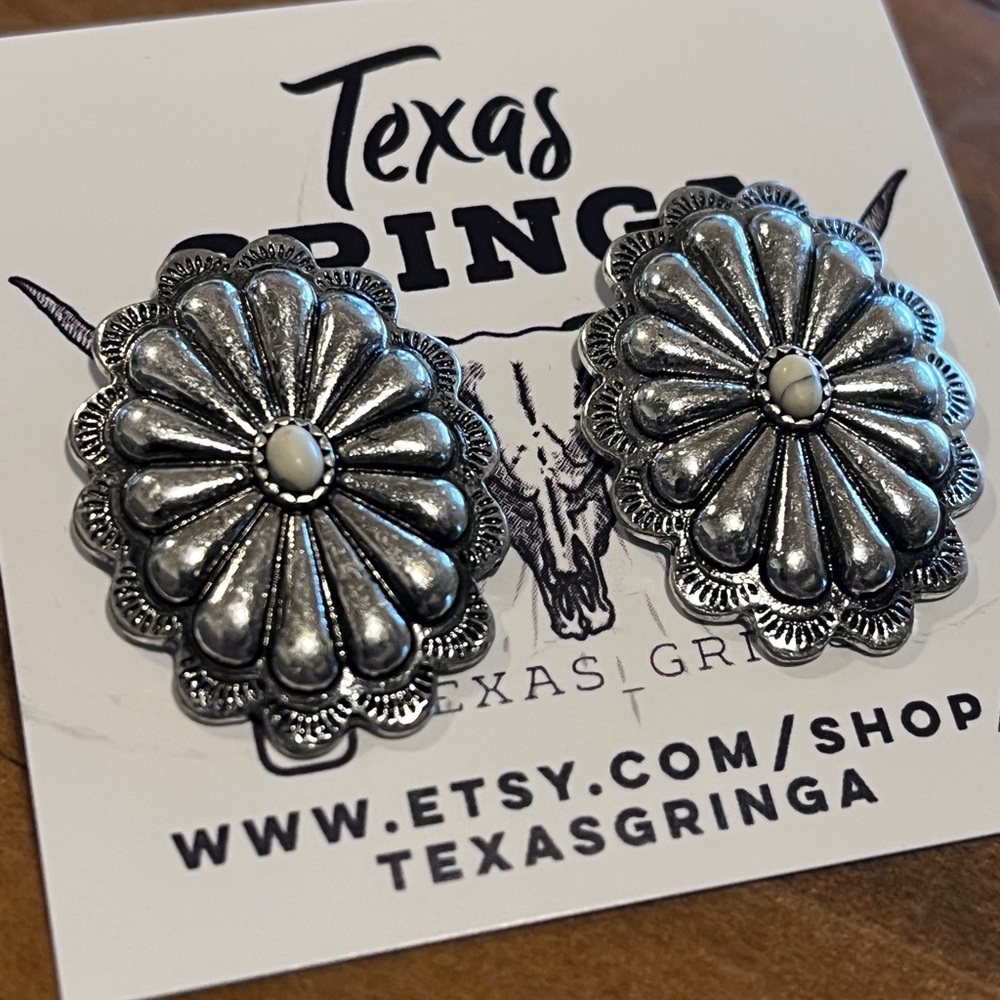 Texas Gringa Silver Concho Earrings